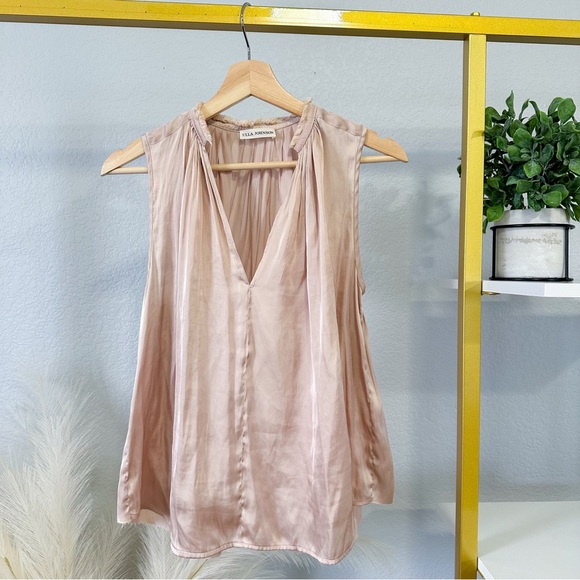 Ulla Johnson Satin V-neck Sleeveless Top - Picture 1 of 9